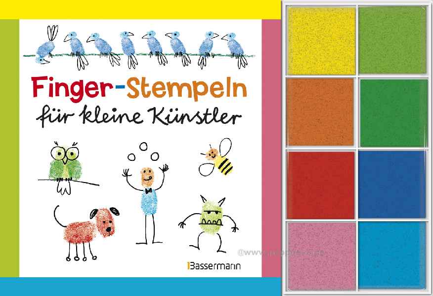 Fingerstempeln für kleine Künstler - Buch + Stempelfarben