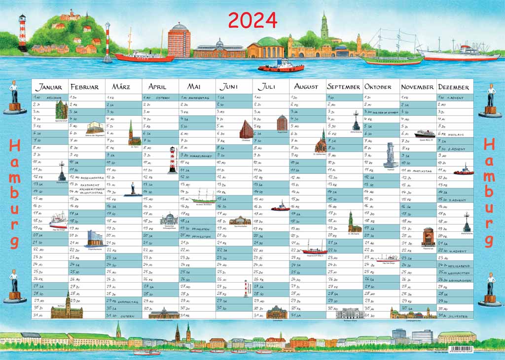 Jahresplaner Hamburg 50x70 cm 2024