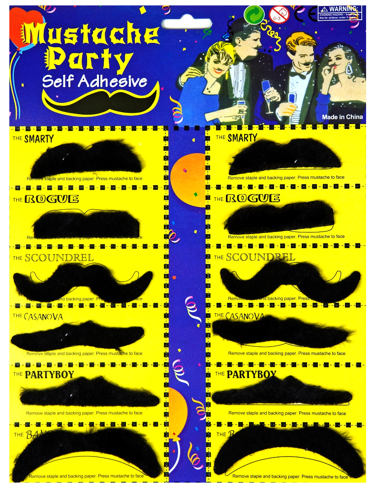 Schnurrbärte diverse, schwarz, sortiert