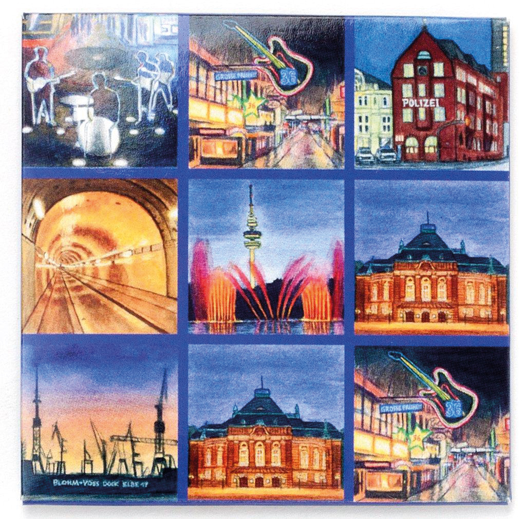 Magnetschild Hamburg bei Nacht